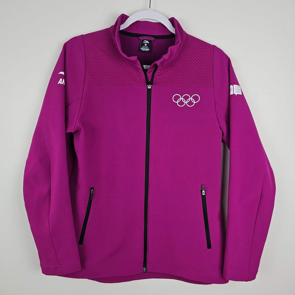 Anta Jacket Womens M Purple Youth Olympic Games Full Zip Softshell Fleece